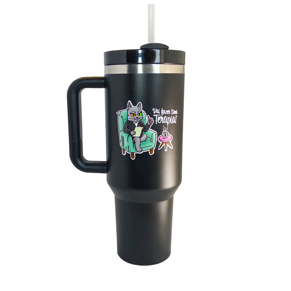 Garrafa Térmica Preta Terapia